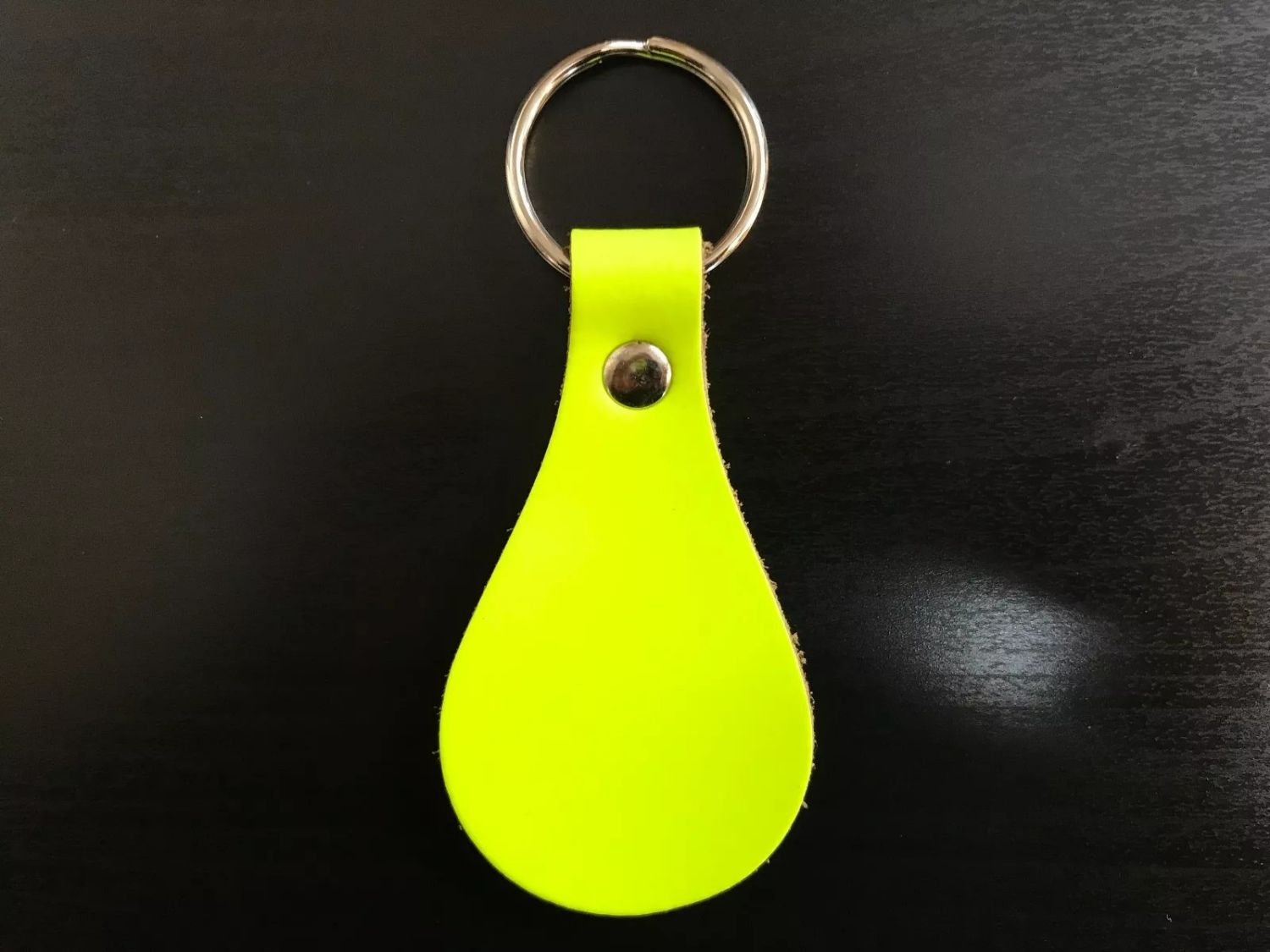 Leather Key Fob / Key Ring - Pear - Various Colours - Qty Options (Fluorescent Yellow, 10)